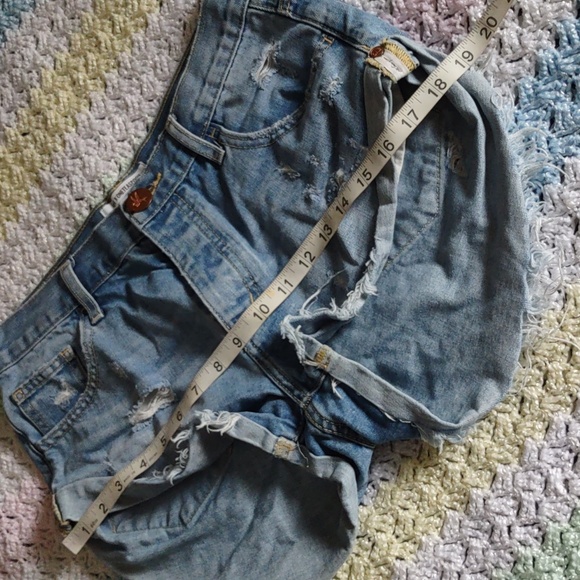 One X Oneteaspoon Size 26 Button Fly Blue Distressed Denim Shorts - Picture 16 of 16
